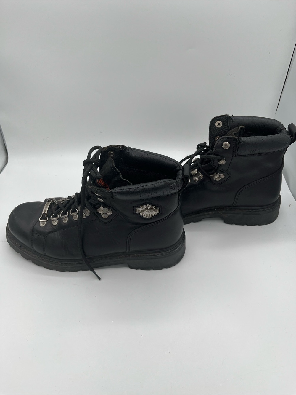 Harley-Davidson Black Boots with Orange Logo Patch - Picture 4 of 11